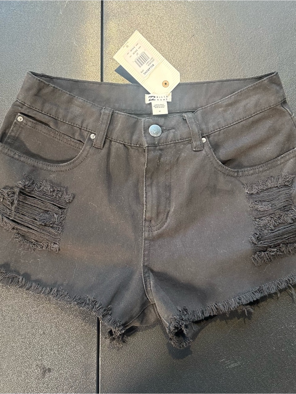 NWT! Billabong black denim shorts size 27